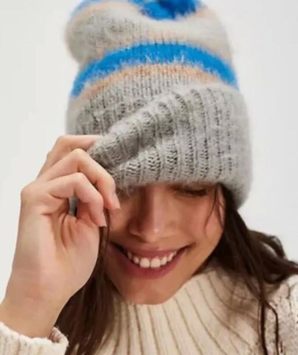 NWT Free People "The Grove Stripe Beanie" | Color Yellow/Gray Stripe | Size OS